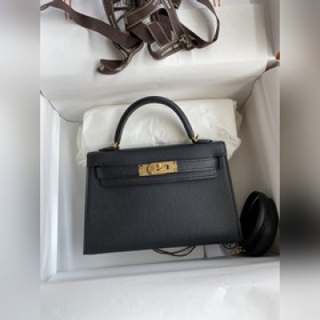 現貨：手縫 二代Mini Kelly 19cm 進口Epsom皮 黑色 金扣