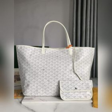 頂級進口原廠皮免稅版本，大號  Tote 升級配包夾托特子母購物袋白色Goy