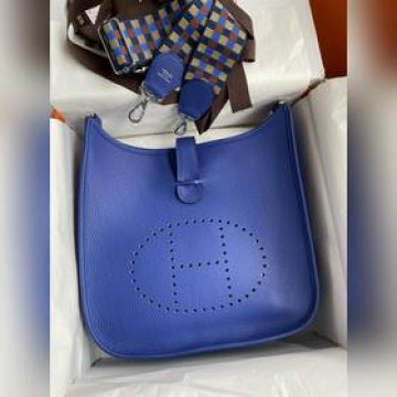 現貨：Evelyn依夫琳28cm 進口TC皮 電光藍 銀扣蠟線
