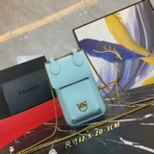 【原版皮高品質】pinko品高新款手機包～小牛皮材質  包型小巧可愛，包面log