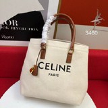 新款購物袋CABAS CELINE 橫款印花帆布和小牛皮手袋，46%棉，54%小牛皮，
