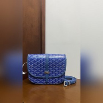 頂級進口原廠皮免稅版本升級版荔枝紋藍色 GOYARD BELVEDERE小號包