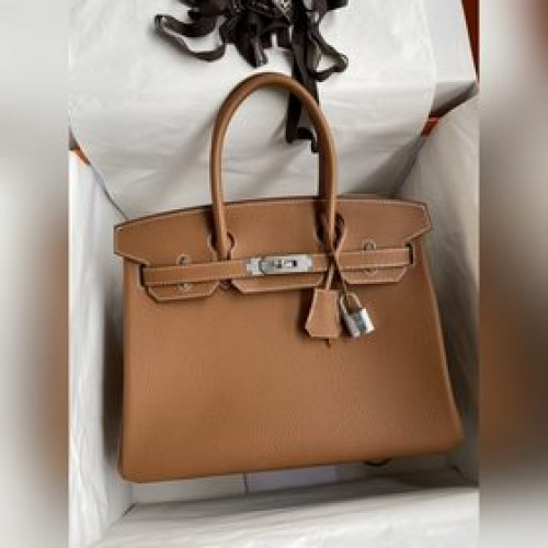 手縫 Birkin 30cm 進口Togo皮 金棕 銀扣