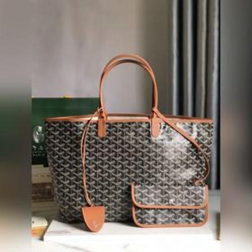 頂級進口原廠皮免稅版本小號 托特子母購物袋tote棕色Goyard（戈雅）經多