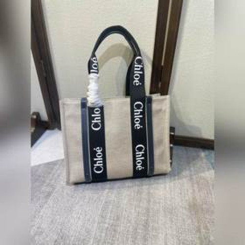 2026年-火爆全網的Chloe woody Tote限定午夜藍配黑色織帶 黑色