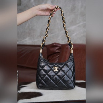 頂級進口原廠皮 所見即所得！  Chanel 24A高級手工坊 Hobo黑色