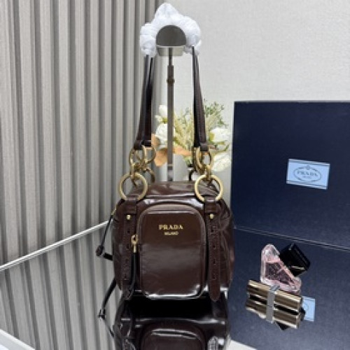 [頂級原單](新款油蠟皮)小號中古皮革手提包1BB137 原廠油蠟皮 新款方正手