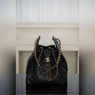 頂級進口原廠皮 所見即所得！  Chanel 25s hobo bag 抽繩水