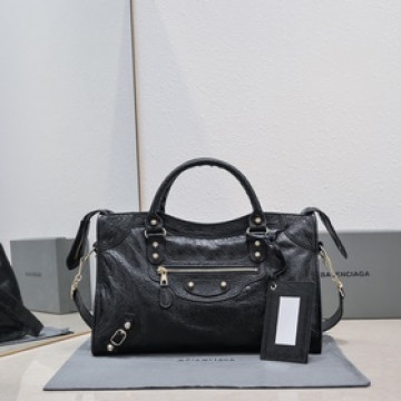 Balenciaga經典機車包爆裂羊皮38 cm網金釘