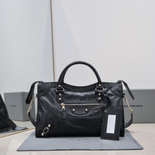 Balenciaga經典機車包爆裂羊皮38 cm網金釘