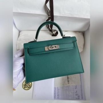 二代Mini Kelly 19cm 進口Epsom皮 孔雀綠 銀扣