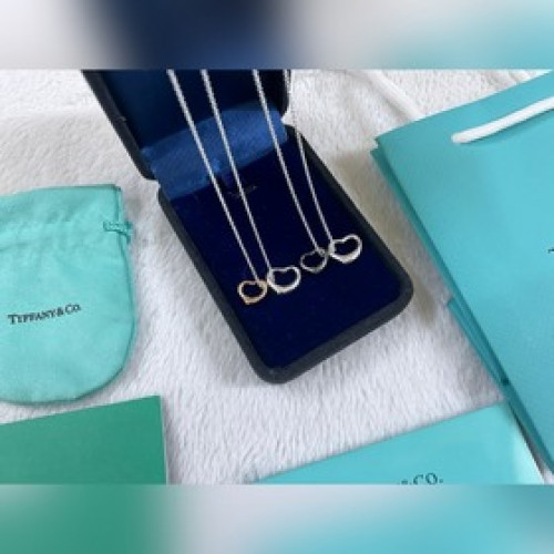蒂芙尼 Tiffany 雙心分色項鍊 銀間黑色 銀間玫瑰金色