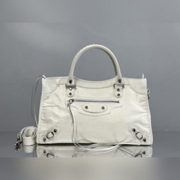 Balenciaga city 中號白色，銀扣 經典機車包 巴黎世家最具标志性手