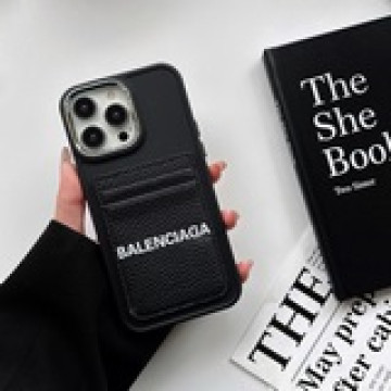 配盒新款上架高品潮牌BALENCIAGA巴黎世家 荔枝紋雙卡包 電鍍護鏡全包t