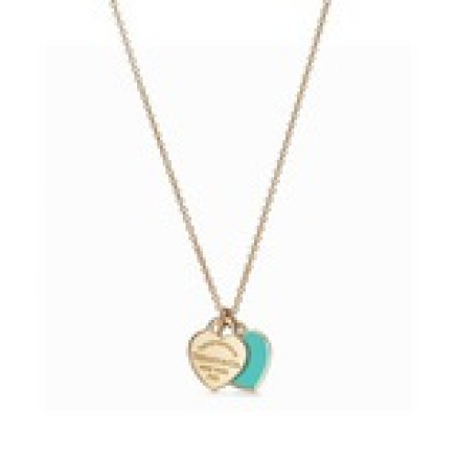 蒂芙尼/Tiffany & Co./蒂芙尼櫻花粉藍色雙心琺琅項鍊Tiffany以