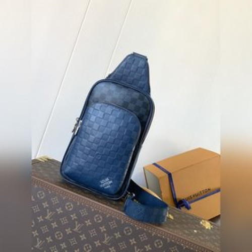 N40439藍色全皮 頂級原單 變碼芯片 男包胸包系列Avenue Sling