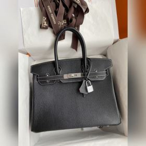 需定做 手縫 Birkin 30cm 進口山羊皮 黑色内拼國旗紅 拉絲銀扣