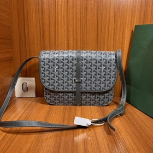 頂級進口原廠皮免稅版本大號GOYARD新款郵差包 灰色 GOYARD LOGO