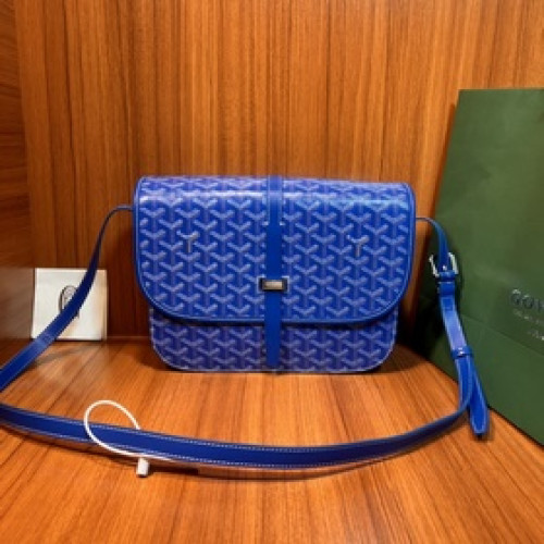 頂級進口原廠皮免稅版本大號GOYARD新款郵差包 藍色 GOYARD LOGO