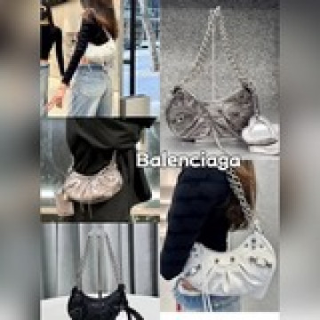 油蠟牛皮 Balenciag* Le Cagole  新品鍊條月牙包！充滿随