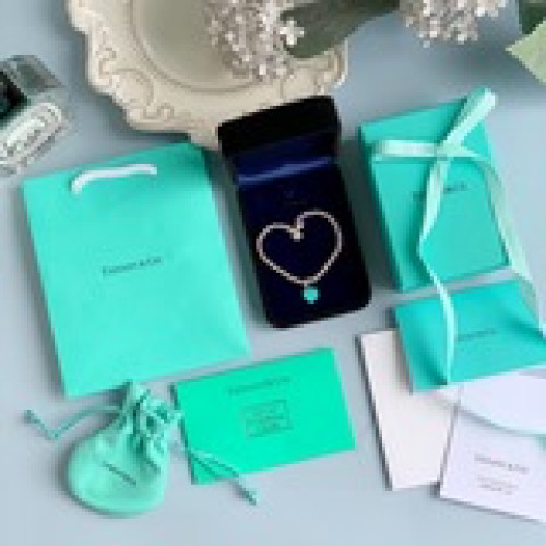 蒂芙尼/Tiffany & Co./蒂芙尼櫻花粉藍色雙心琺琅手鍊    Tiff