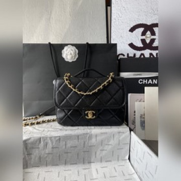 法國 高端定制品 CHANEL 25A雙Clogo AS5347皮穿鍊菱格小牛
