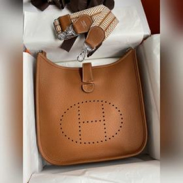 現貨：Evelyn依夫琳28cm 進口TC皮 金棕 銀扣蠟線