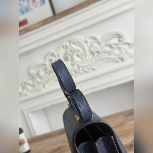 康康 空姐包 顔色：寶石藍金扣 constance 19cm epsom掌紋小牛皮 半手工 蜜蠟線縫制