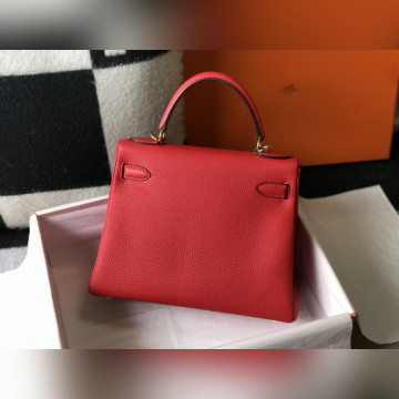 凱莉 紅色金扣 TC小牛皮 純手工+蜜蠟線 全純鋼制五金25cm28cm32cm