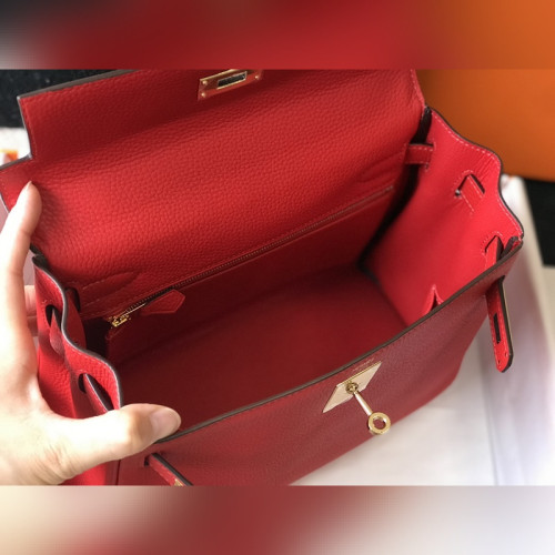 凱莉 紅色金扣 TC小牛皮 純手工+蜜蠟線 全純鋼制五金25cm28cm32cm