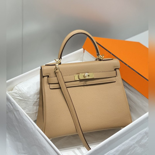 凱莉 奶茶色金扣 TC小牛皮 純手工+蜜蠟線 全純鋼制五金25cm 28cm
