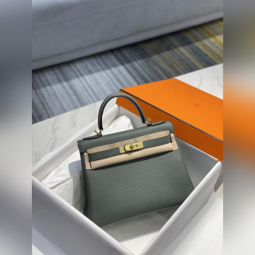 凱莉 杏仁綠色金扣 TC小牛皮 純手工+蜜蠟線 全純鋼制五金25cm28cm