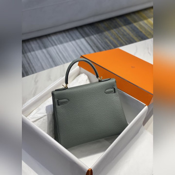 凱莉 杏仁綠色金扣 TC小牛皮 純手工+蜜蠟線 全純鋼制五金25cm28cm