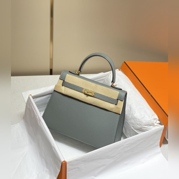 凱莉 杏仁綠色金扣 EPSOM牛皮 純手工+蜜蠟線 全純鋼制五金25cm 28cm