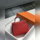 凱莉 紅色金扣 EPSOM牛皮 純手工+蜜蠟線 全純鋼制五金25cm 28cm