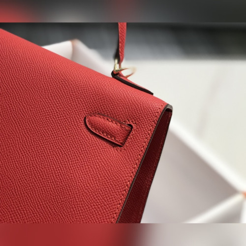 凱莉 紅色金扣 EPSOM牛皮 純手工+蜜蠟線 全純鋼制五金25cm 28cm