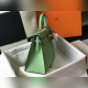 凱莉 牛油果綠色金扣 EPSOM牛皮 純手工+蜜蠟線 全純鋼制五金25cm 28cm