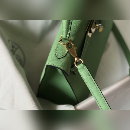 凱莉 牛油果綠色金扣 EPSOM牛皮 純手工+蜜蠟線 全純鋼制五金25cm 28cm