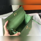 凱莉 牛油果綠色金扣 EPSOM牛皮 純手工+蜜蠟線 全純鋼制五金25cm 28cm