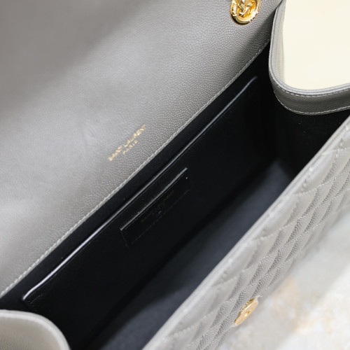 灰色金扣V型Monogram中號魚子醬信封包，型號487206