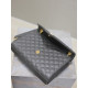 灰色金扣V型Monogram中號魚子醬信封包，型號487206