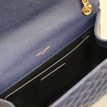 藍色金扣V型Monogram中號魚子醬信封包，型號487206