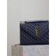 藍色金扣V型Monogram中號魚子醬信封包，型號487206