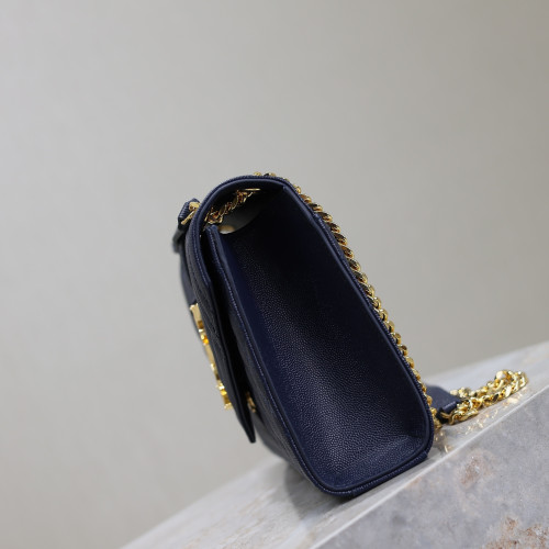 藍色金扣V型Monogram中號魚子醬信封包，型號487206