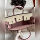 需定做 手縫 Birkin 25cm 進口山羊皮 奶油白拼3Q粉 拉絲金扣