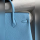 需定做 手縫 Birkin 25cm 進口山羊皮 糖果藍 銀扣