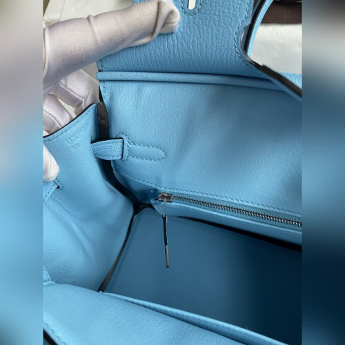 需定做 手縫 Birkin 25cm 進口山羊皮 糖果藍 銀扣
