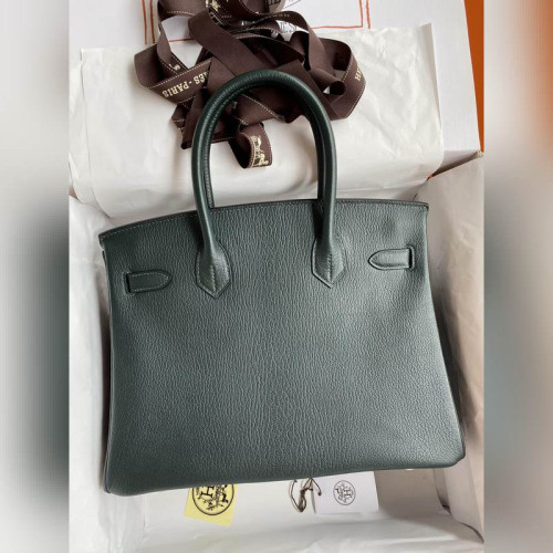 需定做 手縫 Birkin 30cm 進口山羊皮 松柏綠 金扣