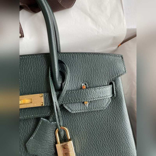 需定做 手縫 Birkin 30cm 進口山羊皮 松柏綠 金扣
