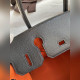 需定做 手縫 Birkin 30cm 進口山羊皮 黑色拼火焰橙 玫瑰金扣